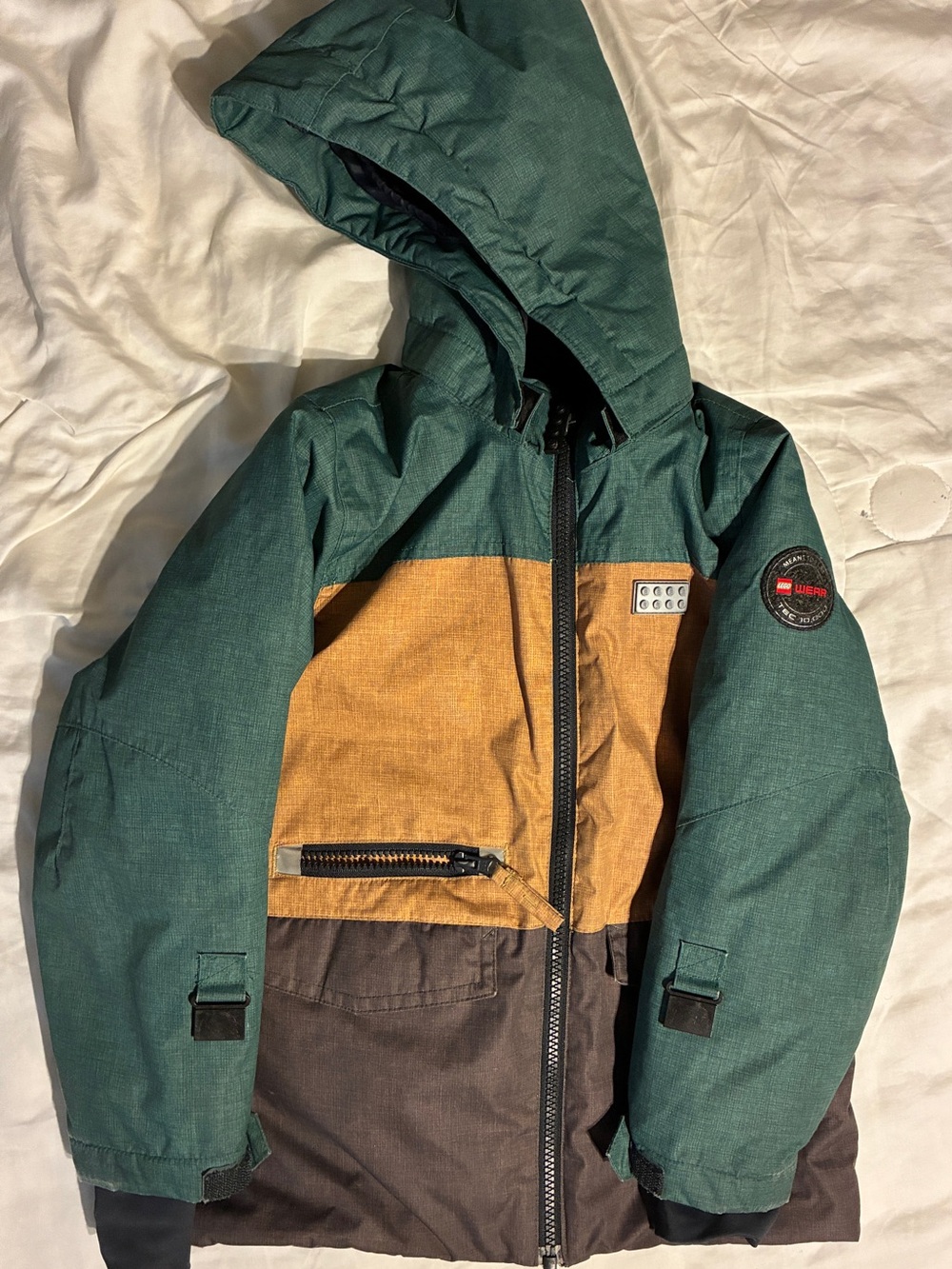 LEGO Colorblock Hooded Winter Jacket - Green, Yellow, & Brown